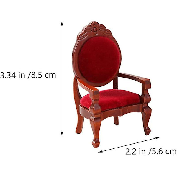 1: 12 delar miniatyrdockhusmöbler träskärning enkelsoffa stol vintage fåtölj 2 delar