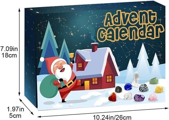 24-dagars julkalender med kristaller - Presentförpackning för mineralsamlare vit XXS