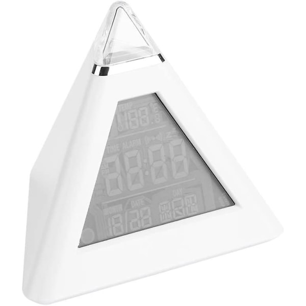 Pyramid LED-väckarklocka, digital display, färgförändrande digital temperaturkalender, datum och tid