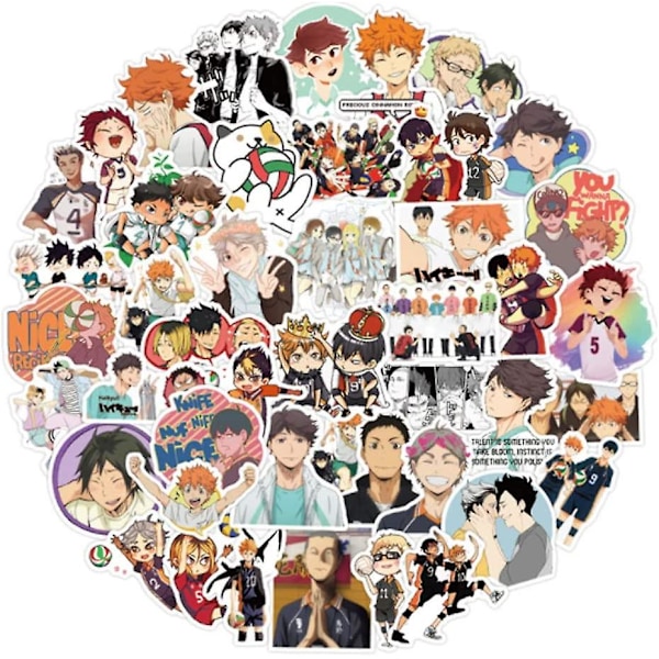 Japanese Anime Haikyuu Stickers Waterproof Vinyl Laptop Stickers Volleyball Juvenile Cartoon Decals For Laptop Water Bottle Hydro Flask Guitar Bike Ca