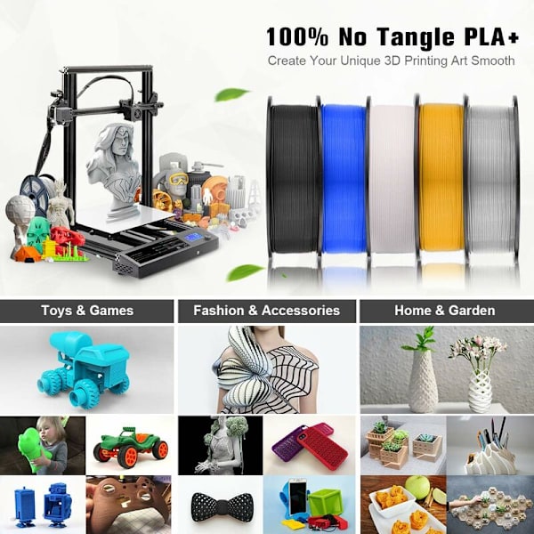 Filament 1,75 mm Pla Plus 3D-skrivarfilament Dimensionell noggrannhet +/- 0,03 mm 1 kg spole (2,2 kg) 3D-skrivarfilament för 3D-skrivare Gul