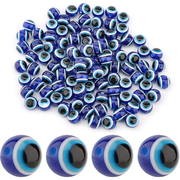 100 Blue Beads Eyeball Beads Handgjorda Resin Beads hänge Lämplig för DIY-armband (10 mm)