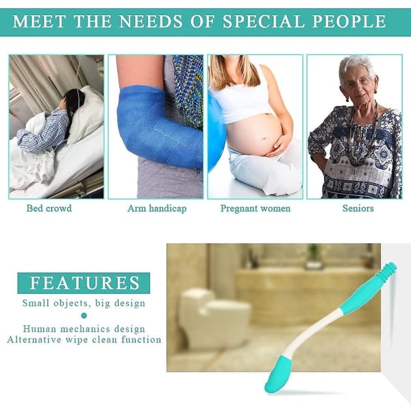 Bottentorkare, lång handtagsräckvidd Komforttorkarhållare Toalettpapper Mjukpappershandtag Självtorkningshjälp avsedd för äldre