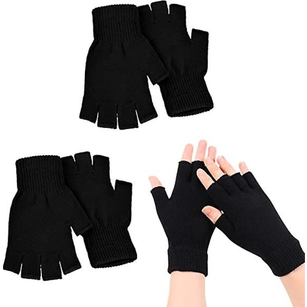 vantar för dam och herr, 2 par halvstila vinterstickade handskar, unisex