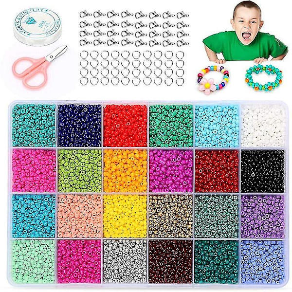 24 rutnätsglaspärlor lösa pärlor Bakning lackpärlor Färgglada hirspärlor Set-1（4mm 6000st）