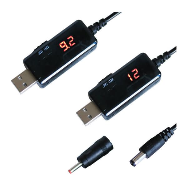 USB Boost Converter DC 5V til 9V 12V USB Boost Converter Kabel + 3.5x1.35mm Strømadapter/Oplader Stik??T/Strømomformer 1 stk
