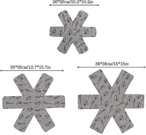 Pann- och grytskydd, 12 set 3 storlekar, grytskydd set, stekpannor separator halkfri, pannfoder för stapling, husbil grytor och stekpannor set Copp