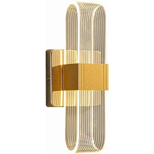 LED væglampe 12W Moderne indendørs væglampe Dæmpbar senglampe Oval akryl væglampe Dekorative lys til stue soveværelse Gang (Guld)