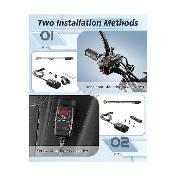 Motorcykeltelefonladdare, Dubbel Usb Typ C Pd & Snabbladdning 3.0 Motorcykel Usb-laddare Med Voltmet