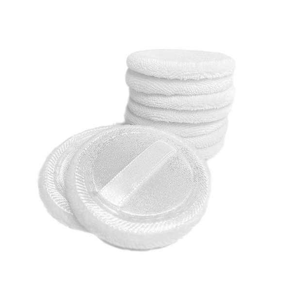 10-pack bomullspuffar för kosmetisk pudermakeup, puderpuffar med band, puderpuffar för löst puder och foundation - 1 (färg 2)