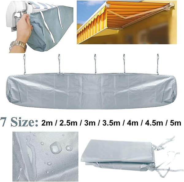 Skyddsfodral för uteplats, markisfodral (grå, storlek: 2,5 m)