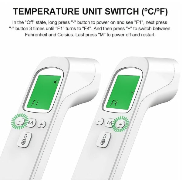 Højpræcisions infrarødt termometer Nøjagtigt digitalt berøringsfrit febertermometer Pandetermometer Voksen og baby LED Høj lysstyrke 1 stk.