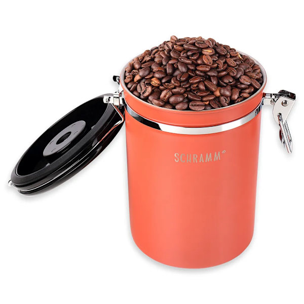 Schramm® kaffeburk 1800 ml i 10 färger med doseringssked Höjd: 19cm Kaffeburkar Kaffeburk i rostfritt stål, färg: orange
