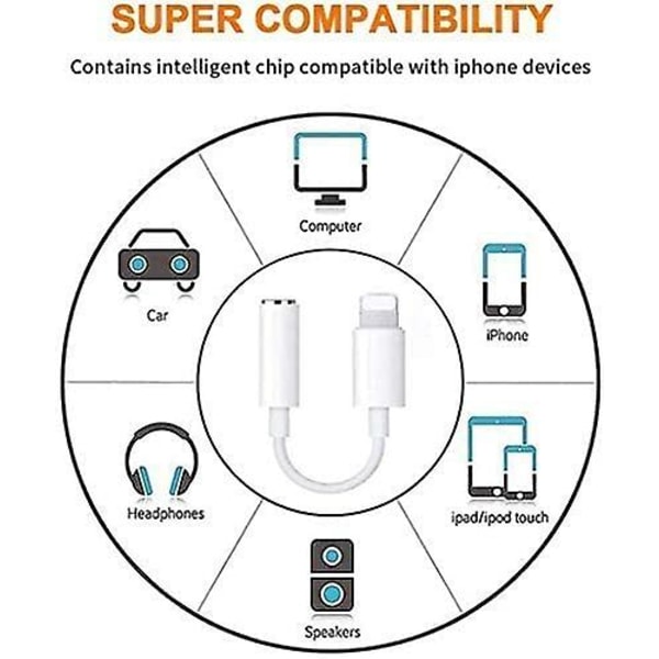[Apple MFi-certifierad] Lightning till 3,5 mm hörlursadapter, iPhone-hörlursadapter 3,5 mm ljud AUX-adapter Dongle-kabelkonverterare Kompatibel