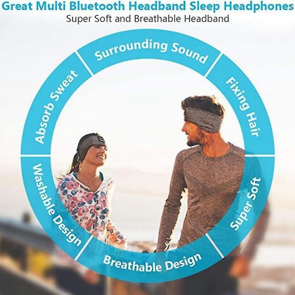Sömnhörlurar Justerbara, Trådlösa sömnhörlurar, Hörselkåpor för att sova Bluetooth -huvudbandshörlurar med tunna högtalare, sovhörlurar för