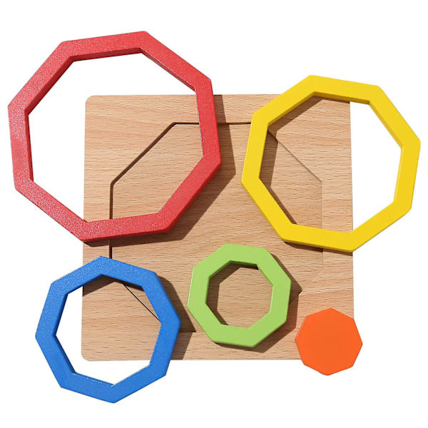 Geometriska former Kognitiva leksaker, Tidig utbildning Undervisningshjälpmedel Träpussel Baby Pedagogiska byggklossar HEXAGON