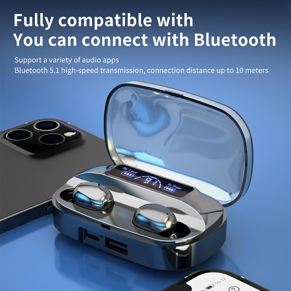 Trådlösa hörlurar Ultralätta med case Running Hängande hals Cool Transparent Tung bas Bluetooth 5.2 Power Display Brusreducerande trådar