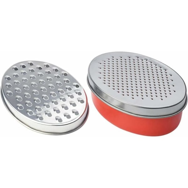 Køkkenstativ i rustfrit stål, ostestativ, parmesanstativ med opbevaringsboks (rød)