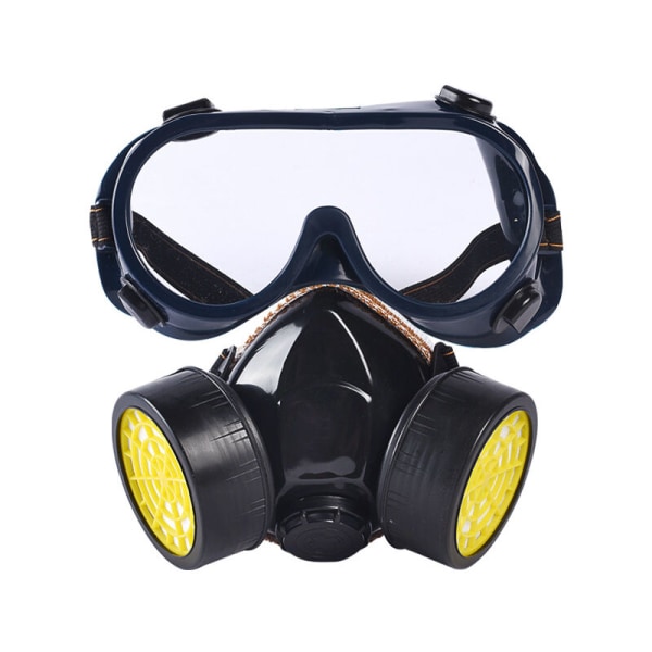 Återanvändbar andningsmask, Triomphe dubbelfiltreringsmask, skydd mot giftig rök, anti-damm anti-gas kemisk mask för målning DIY-slipning (svart)