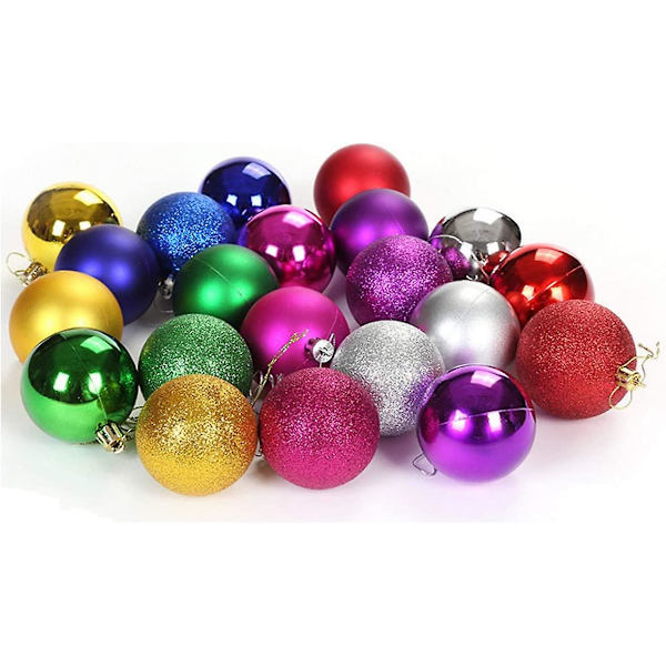 Julgranskulehänge, dekorativa krossäkra julgranshängsmycken hängande 40mm julgranskulor bollar prydnader set 24 st (röd)