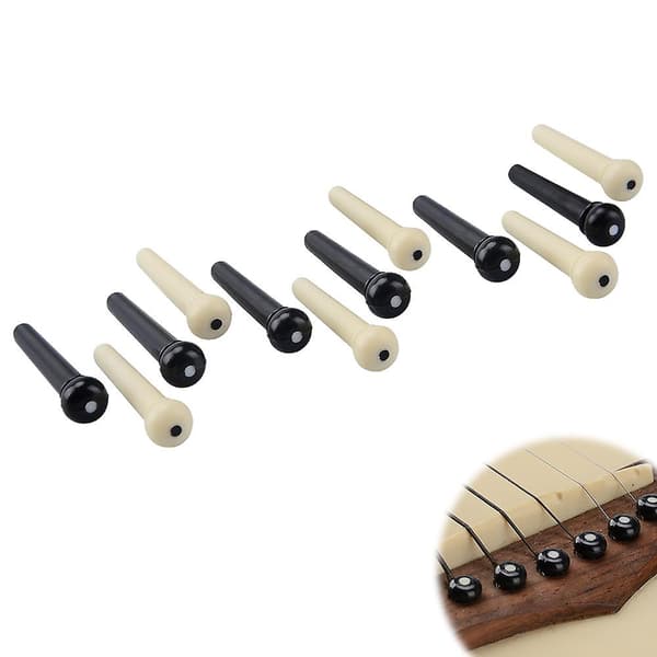 Akustisk gitarr stallpinnar, 6 st benstallpinnar inlagda abalone prick med gitarrpinnar dragare