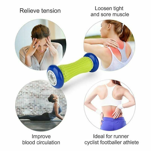 Massageboll, djup fotmassage rulle spikboll fot smärta lindring massageapparat lindra plantar fasciit och häl båge fot smärta ingår 1 rulle och 2 m