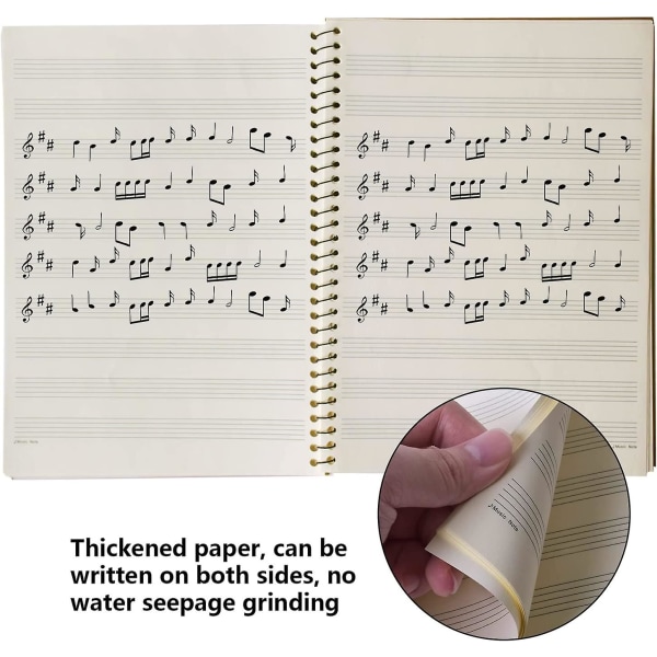 Musik Notebook Original Partitioned Handwritten Paper Notebook med Spiralbindning Gamla Sånger 50 Ark, Svart