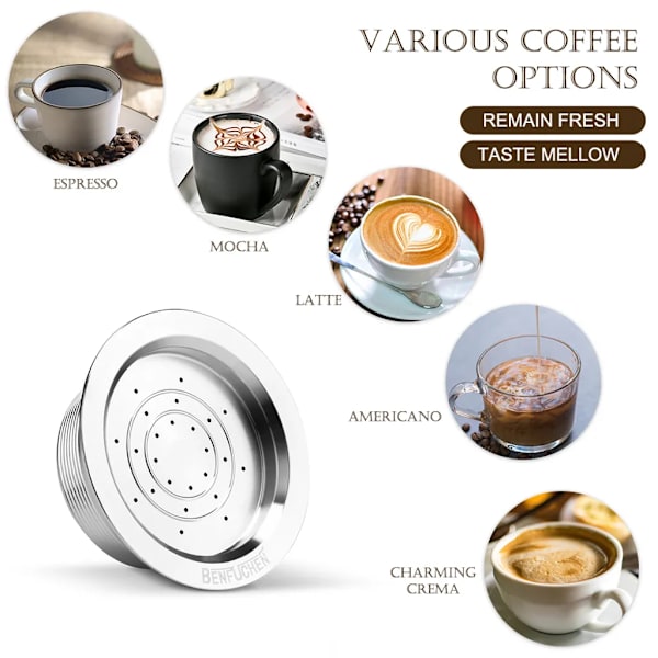 Återanvändbara kaffekapslar i rostfritt stål, återanvändbara kaffekapselkopparfilter, kompatibla med LAVAZZA A MODO MIO JOLIE LAVAZZA A MODO MIO ESPRIA