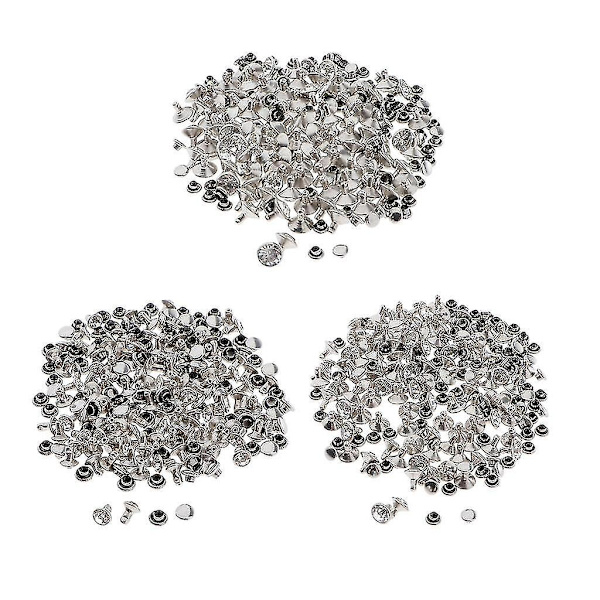 3x 100 set dubbla nitar knappar tryckknappar DIY skor kläder dekor silver