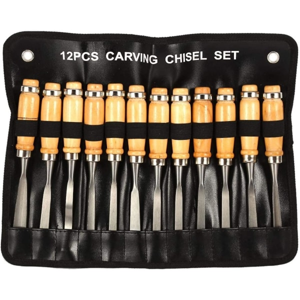 12 delar träsnideri handmejsel Set Woodworking Professionell svarv mejselverktyg