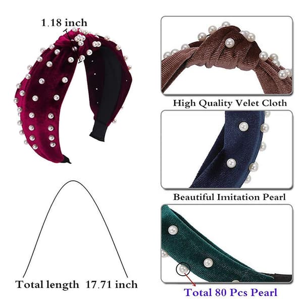 Hodebånd for kvinner - Perlehodeband - 1 stk. Tvinnet kunstig perlefløyelshodeband Elegant Bling Hårklipp Hårnåler Hodeplagg Barrette Stylingverktøy Tilbehør