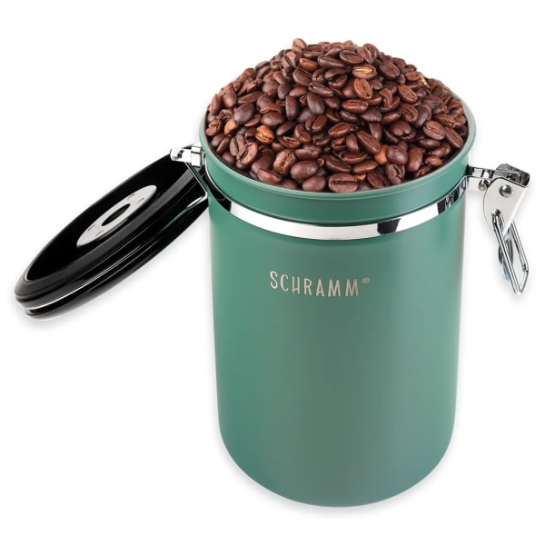 Schramm® kaffeburk 1800 ml i 10 färger med doseringssked Höjd: 19cm Kaffeburkar Kaffeburk av rostfritt stål, färg: grön