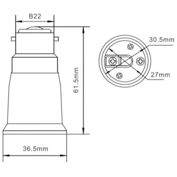 Ljussockeladapter B22 till E27 Glödlampa Skruvsockeladapter Lamphållare 4PCS Lamphållare