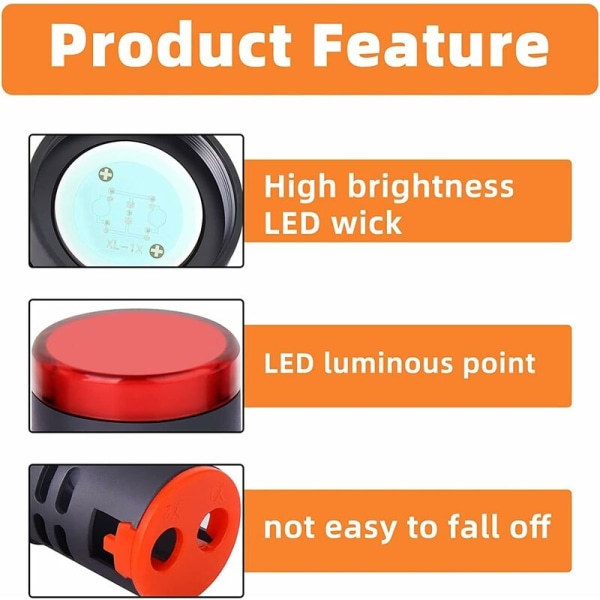 10 stk. LED-indikatorlamper AD16-22D/S - 22mm 20mA LED-panelmontering forsænket (rød/grøn/blå/gul/hvid??, 2 stk. af hver farve)