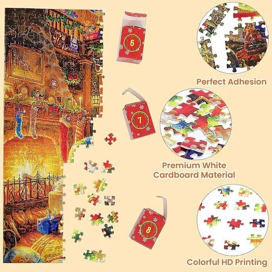 Adventskalender 2025 - Pussel med 1000 bitar - 24 dagars nedräkning Multicolor XXS