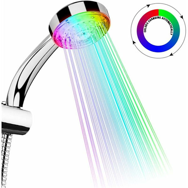 TRIOM duschhuvud, universellt badrum duschhuvud, 7 LED-färger, automatisk färgväxling, vattenbesparande högtrycks negativ jonskydd
