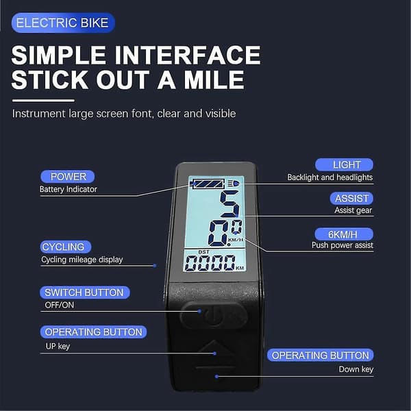 Ebike Lcd Display Mini Meter Kt-lcd4 Display Vattentät Kontakt För Kt Controller Elcykel Konverteringssats