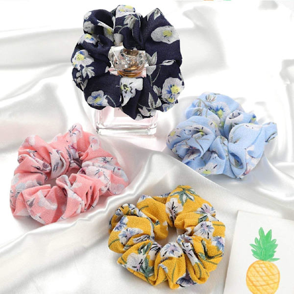 Chiffonhårband, 16 st blandade färger Chiffon blomma hårband elastisk hästsvanshållare