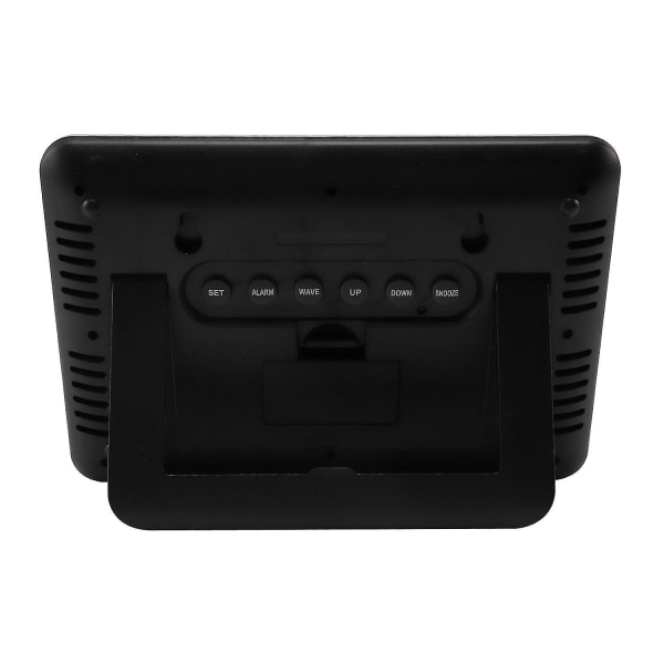 Atomur digital väggklocka, LCD-display, batteridriven, inomhustemperatur, kalender, bordsstativ