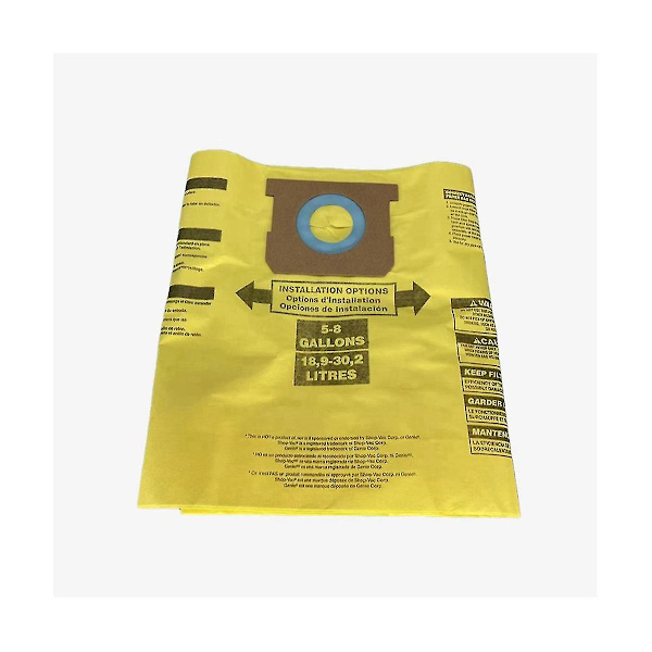 7 kpl yleiskäyttöinen kuiva imupölypussi 5-8 gallonan imureille Shop Vac 5-8 gallonan pölypusseille Ye