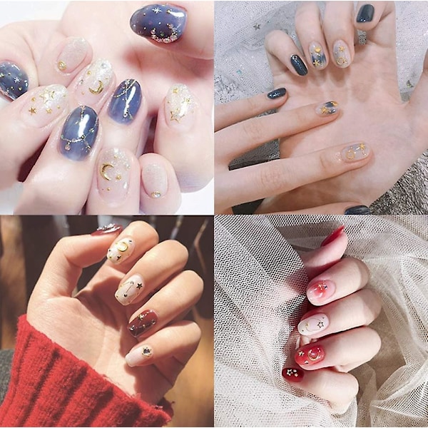 5 Ark Luxury Nagelkonst Dekaler Nageldekaler Designer Guld Anpassade Pengakedja Måne Stjärnor Bin Nageldekaler För Falska Bad Girl Pop Fingernageldesign