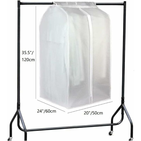 Ekstra stor tøjpose (XL 60 x 50 x 120 cm) - Langvarig opbevaring af jakke, frakke, kjole, jakkesæt, støvtæt - Transparent Becomingrich