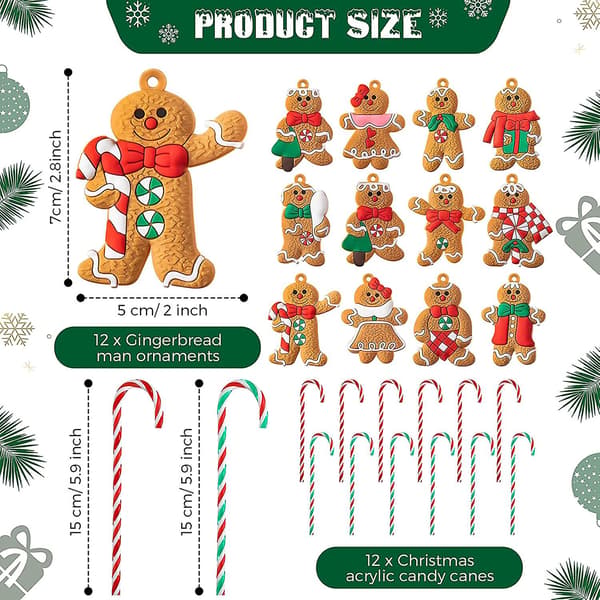 24 st julgodis och pepparkaksgubbe prydnader