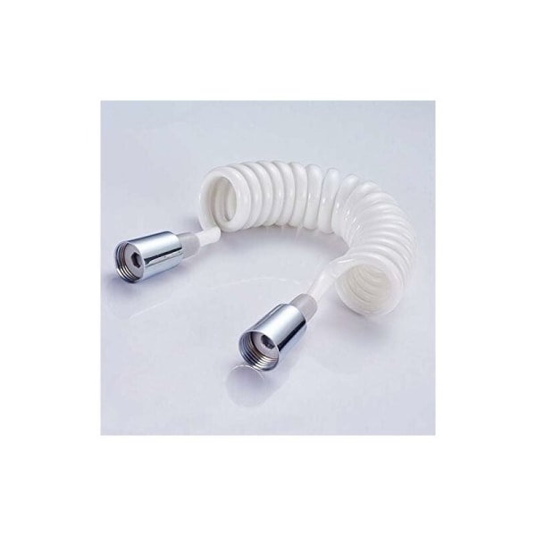 Skumduschslang med kopparkoppling, 1,5 m PVC-teleskopfjäderslang, indragbar slang för handdusch, toalett och bidé, vit??