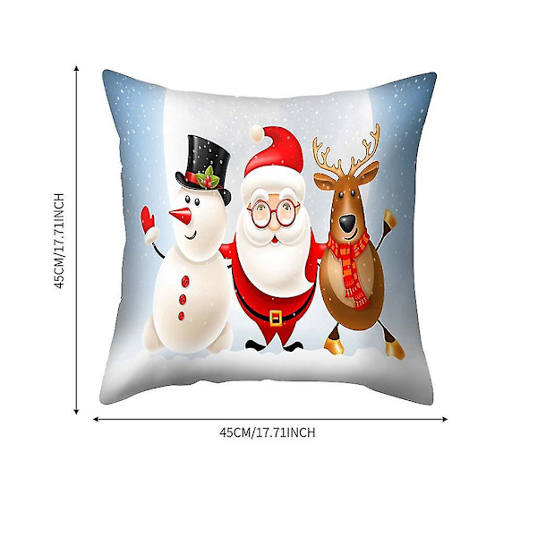 Jultryckt Kuddfodral Polyester Soffa Bil Kuddeöverdrag Heminredning 4st
