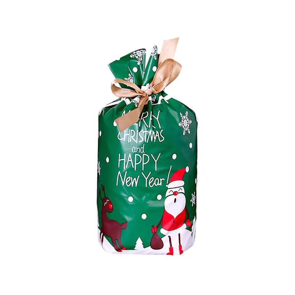 Julklappspåsar, återanvändbara dragsko-påsar för förvaring av presenter, 5-pack