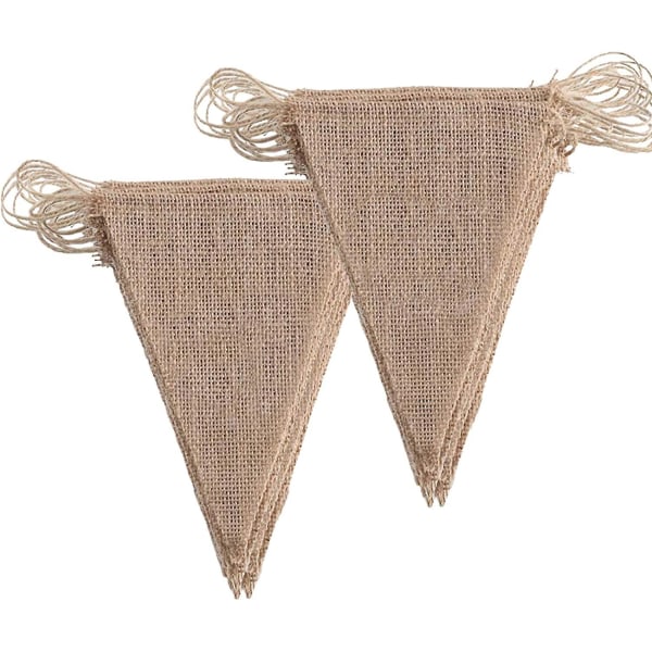 2 st Vintage Vimpel Banner Vimpel Girlang Med 48 st Triangel Flaggor För Bröllopsfest (brun)
