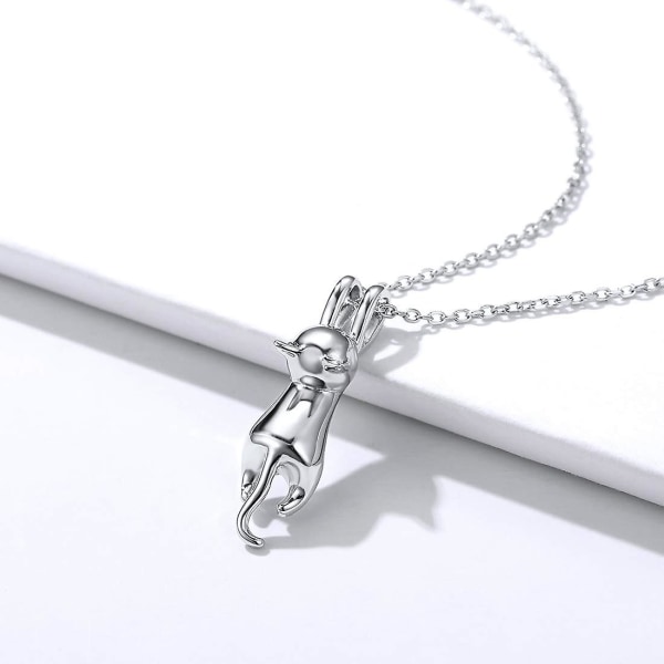 925 Sterling Silver Cat hänge halsband för kvinnor söta djur smycken