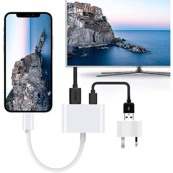 HDMI Adapter, HDMI Adapter För Iphone 1080p Lightning Digital Av Adapter, Hdmi Sync Skärm HDMI-kontakt för Iphone & Ipad, Power behövs (komp.