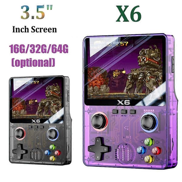 X6 Retro Spelkonsol 3,5-tums IPS-skärm Bärbar Retro Arkadspelare Stöder 11 emulatorer
